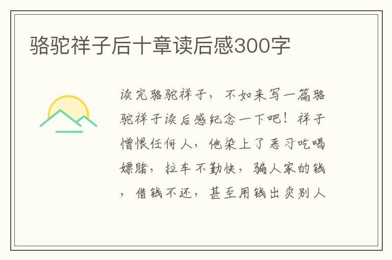 駱駝祥子后十章讀后感300字