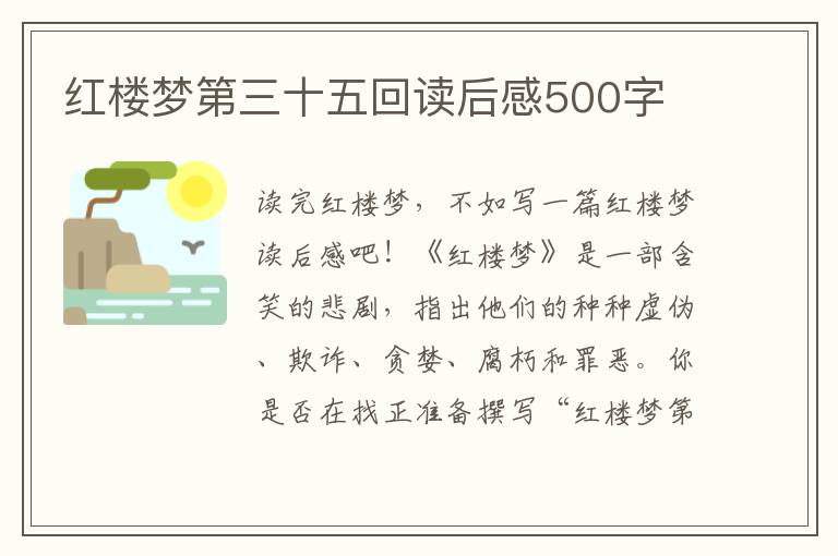 紅樓夢第三十五回讀后感500字