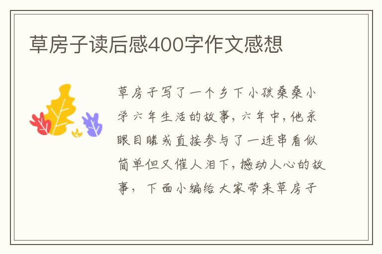 草房子讀后感400字作文感想