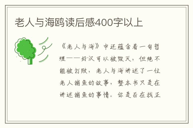 老人與海鷗讀后感400字以上