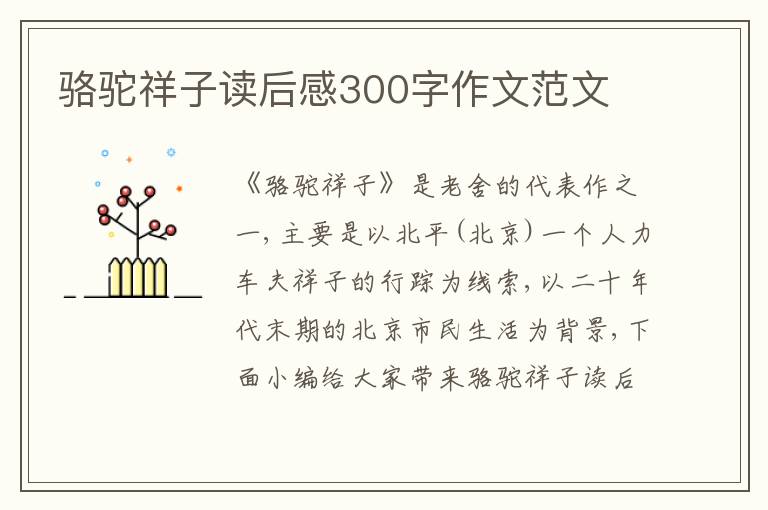 駱駝祥子讀后感300字作文范文