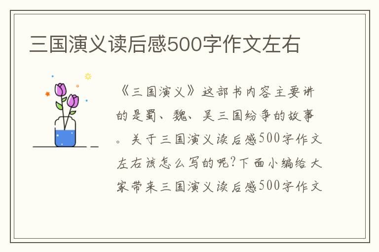 三國演義讀后感500字作文左右