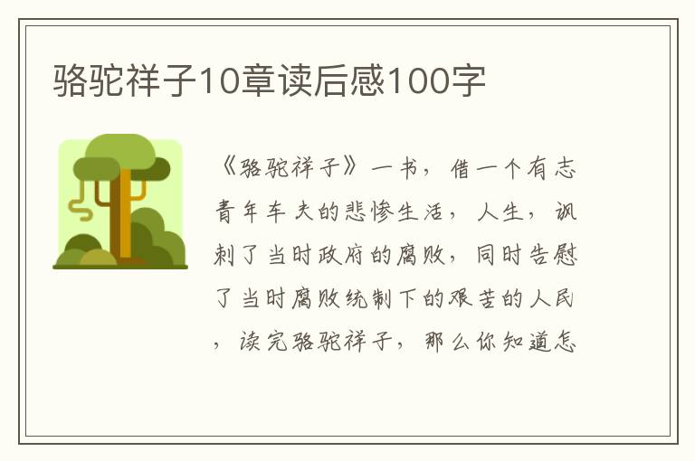 駱駝祥子10章讀后感100字