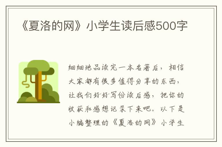 《夏洛的網(wǎng)》小學(xué)生讀后感500字