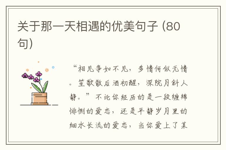 關(guān)于那一天相遇的優(yōu)美句子 (80句)