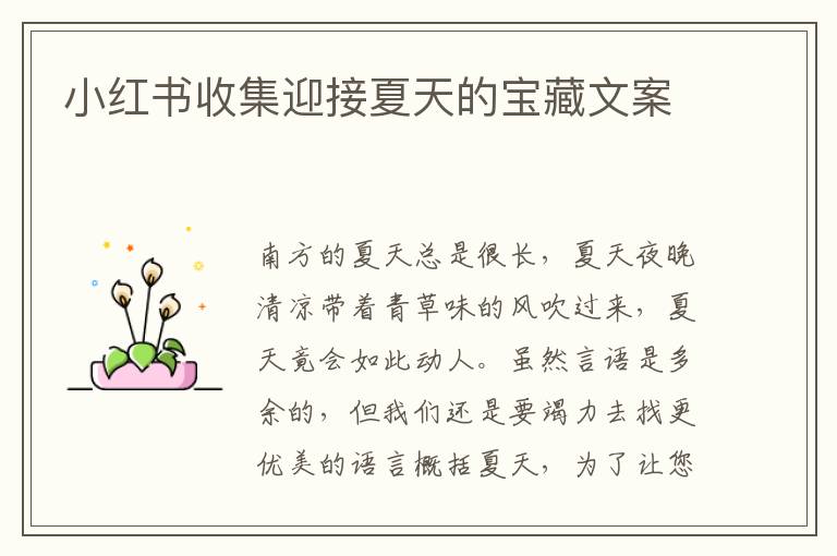 小紅書(shū)收集迎接夏天的寶藏文案