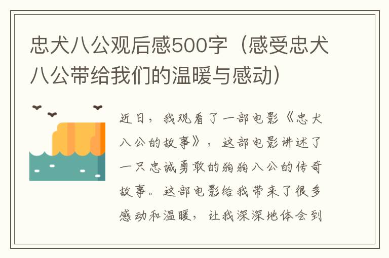 忠犬八公觀后感500字（感受忠犬八公帶給我們的溫暖與感動）