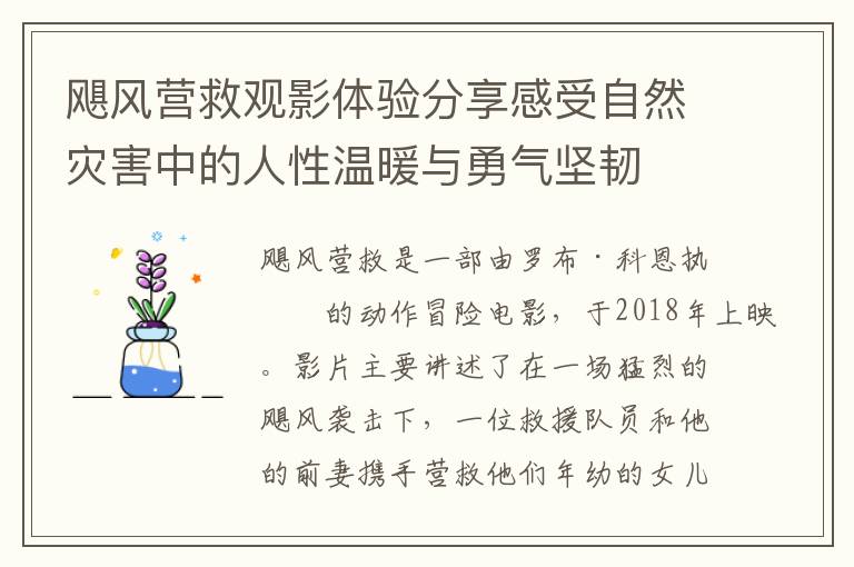 颶風營救觀影體驗分享感受自然災害中的人性溫暖與勇氣堅韌