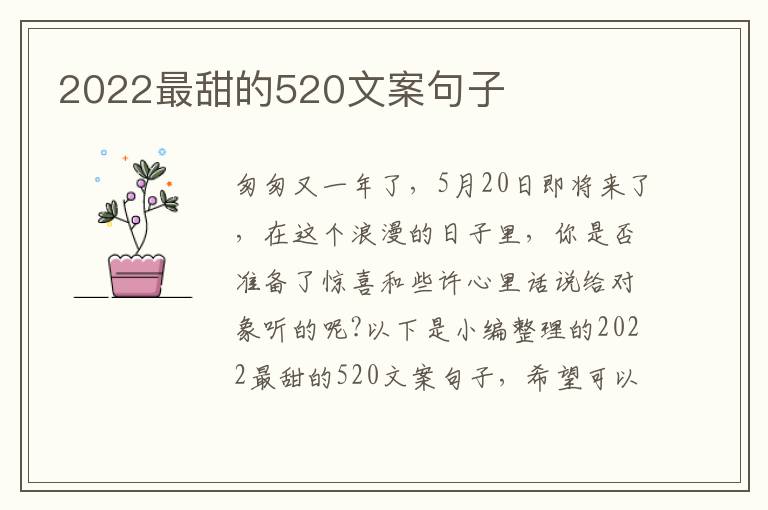 2022最甜的520文案句子