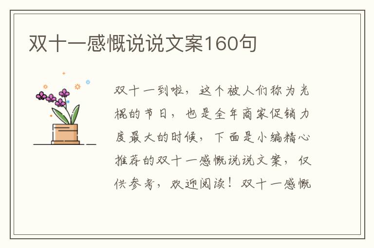 雙十一感慨說說文案160句