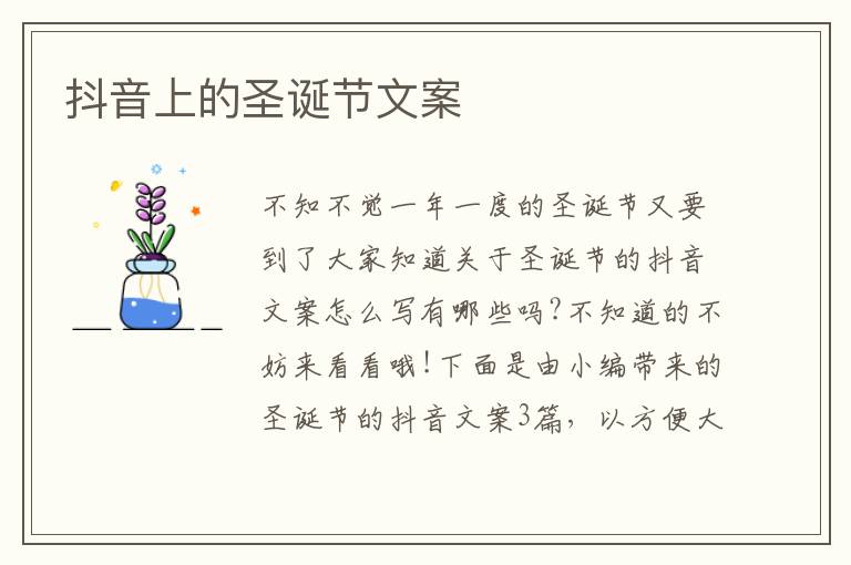 抖音上的圣誕節文案