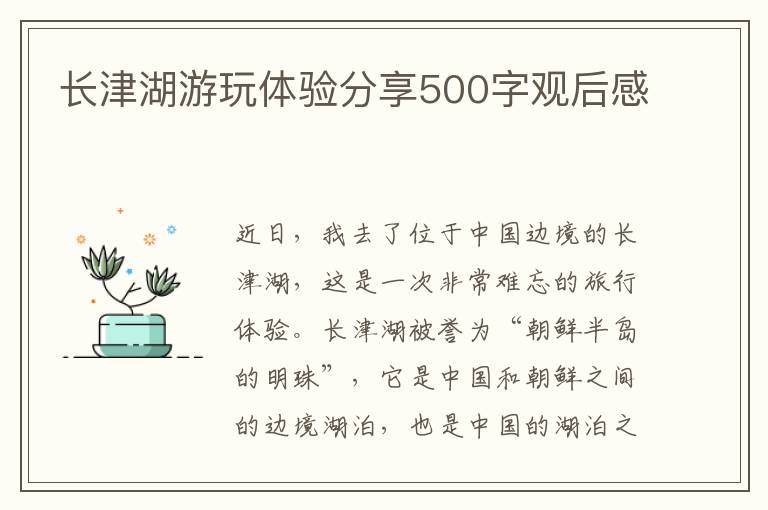 長津湖游玩體驗分享500字觀后感