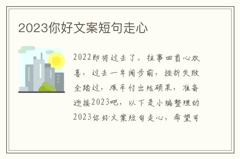 2023你好文案短句走心