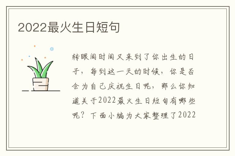 2022最火生日短句