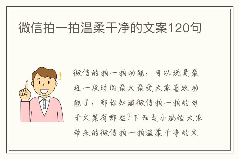 微信拍一拍溫柔干凈的文案120句