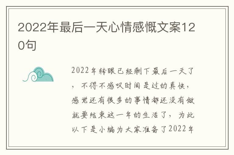 2022年最后一天心情感慨文案120句