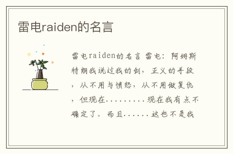 雷電raiden的名言