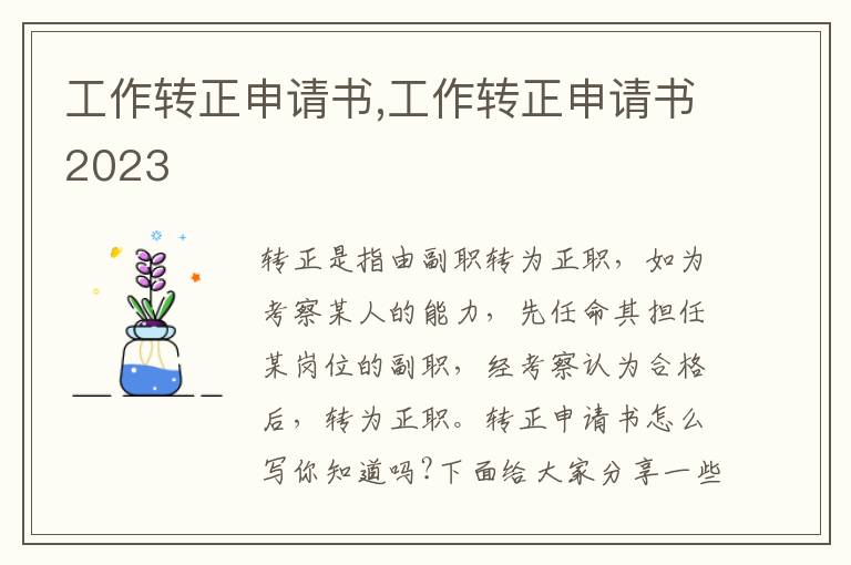 工作轉正申請書,工作轉正申請書2023