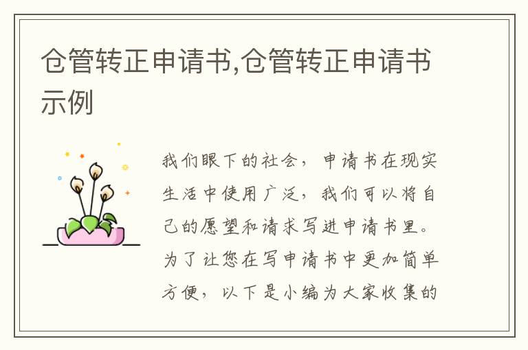 倉管轉正申請書,倉管轉正申請書示例