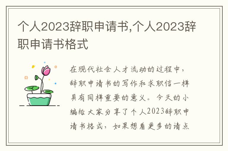 個人2023辭職申請書,個人2023辭職申請書格式