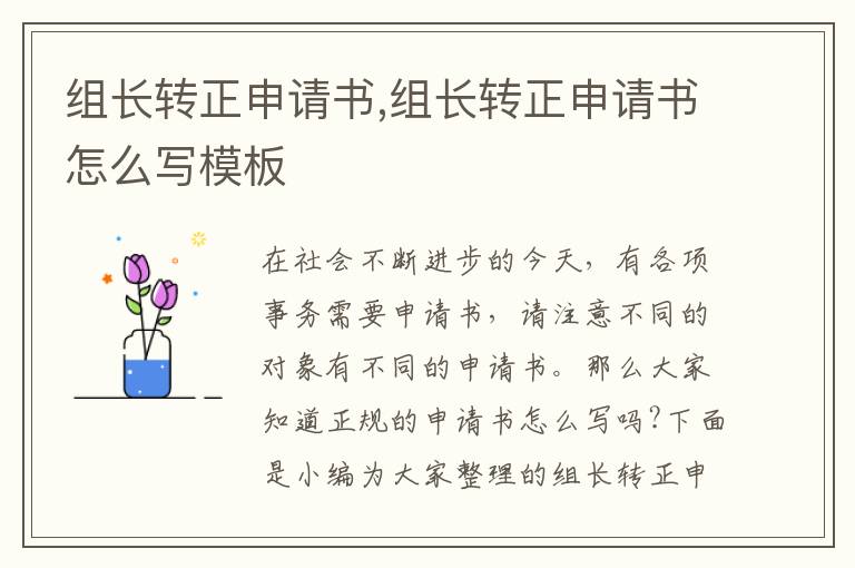 組長轉正申請書,組長轉正申請書怎么寫模板