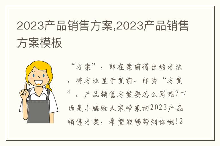 2023產品銷售方案,2023產品銷售方案模板