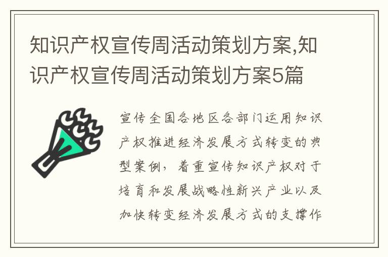 知識產權宣傳周活動策劃方案,知識產權宣傳周活動策劃方案5篇