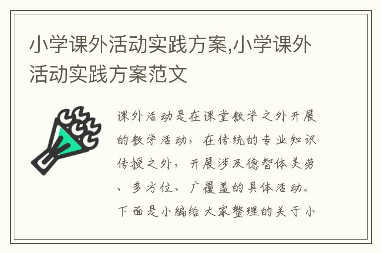 小學課外活動實踐方案,小學課外活動實踐方案范文