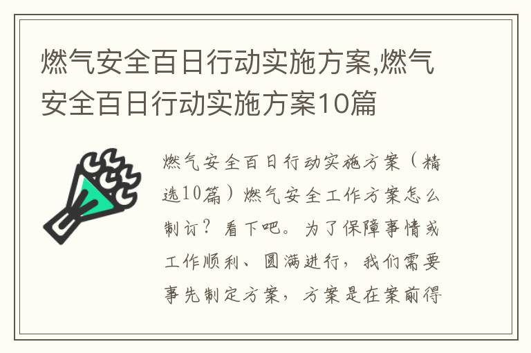 燃氣安全百日行動實施方案,燃氣安全百日行動實施方案10篇