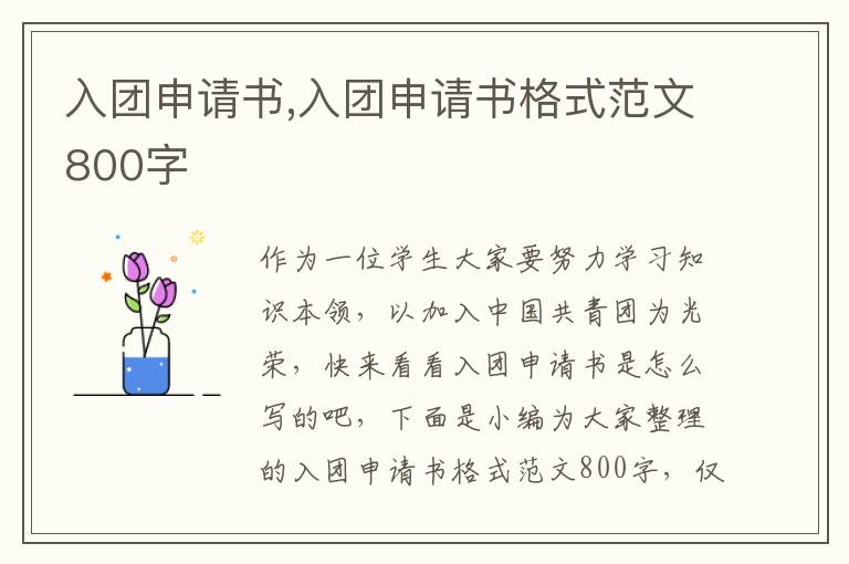 入團申請書,入團申請書格式范文800字