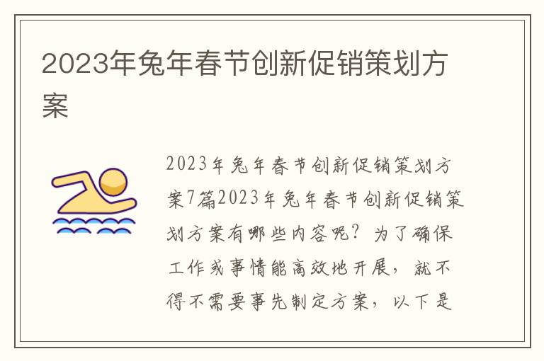 2023年兔年春節創新促銷策劃方案