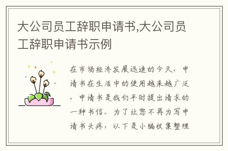 大公司員工辭職申請書,大公司員工辭職申請書示例