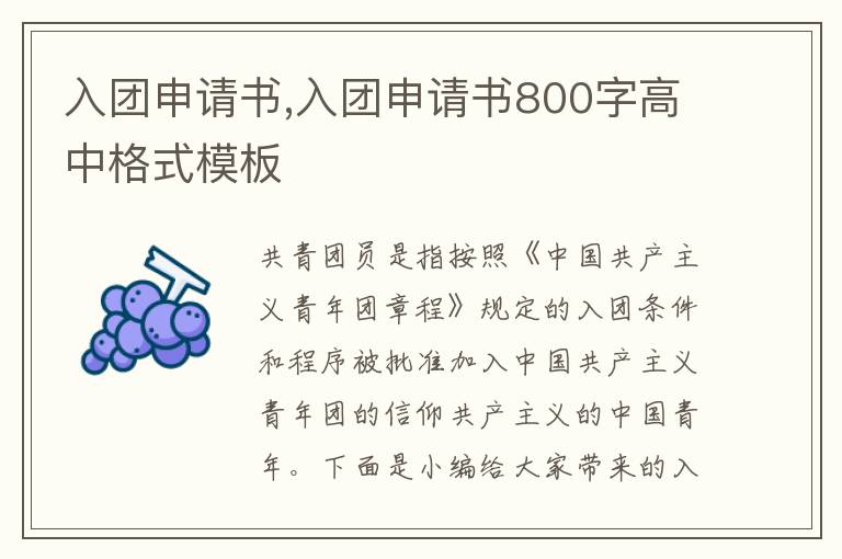 入團(tuán)申請書,入團(tuán)申請書800字高中格式模板