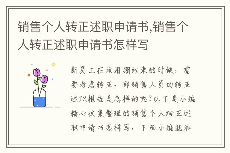 銷售個人轉正述職申請書,銷售個人轉正述職申請書怎樣寫