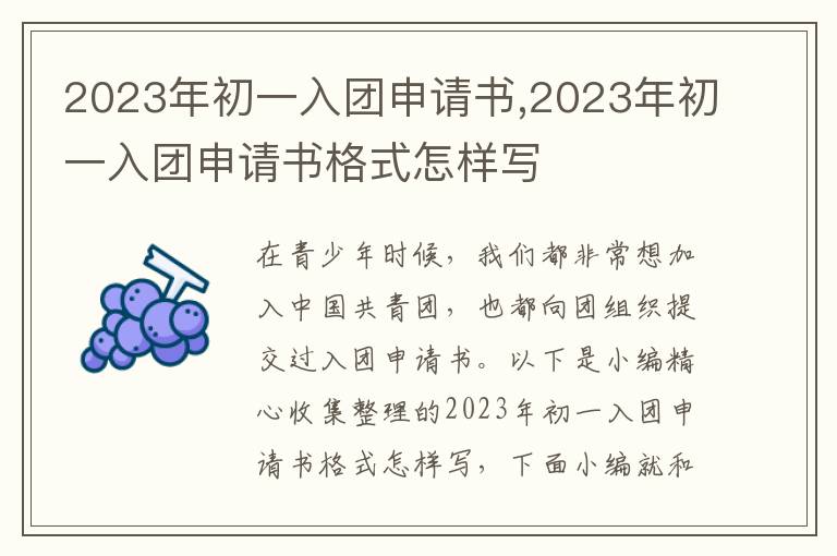 2023年初一入團申請書,2023年初一入團申請書格式怎樣寫