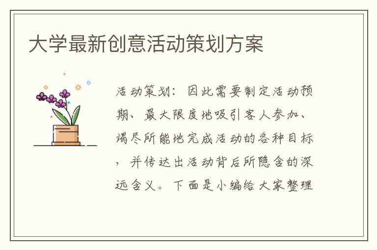 大學(xué)最新創(chuàng)意活動策劃方案