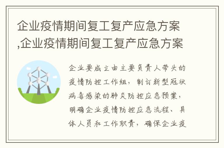 企業疫情期間復工復產應急方案,企業疫情期間復工復產應急方案5篇