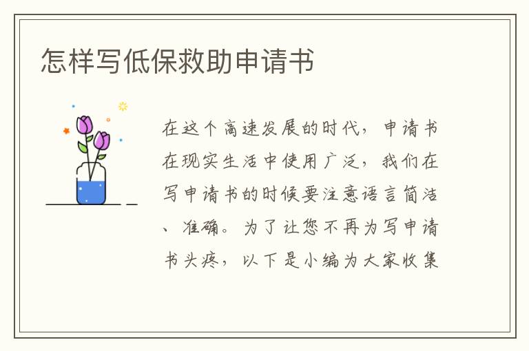 怎樣寫低保救助申請書