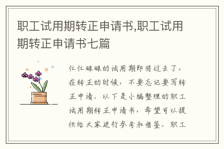 職工試用期轉正申請書,職工試用期轉正申請書七篇