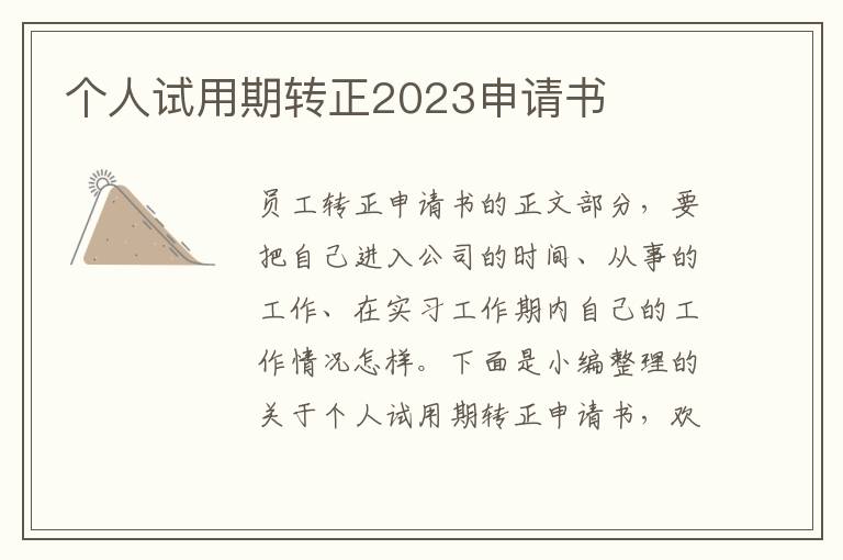 個人試用期轉正2023申請書