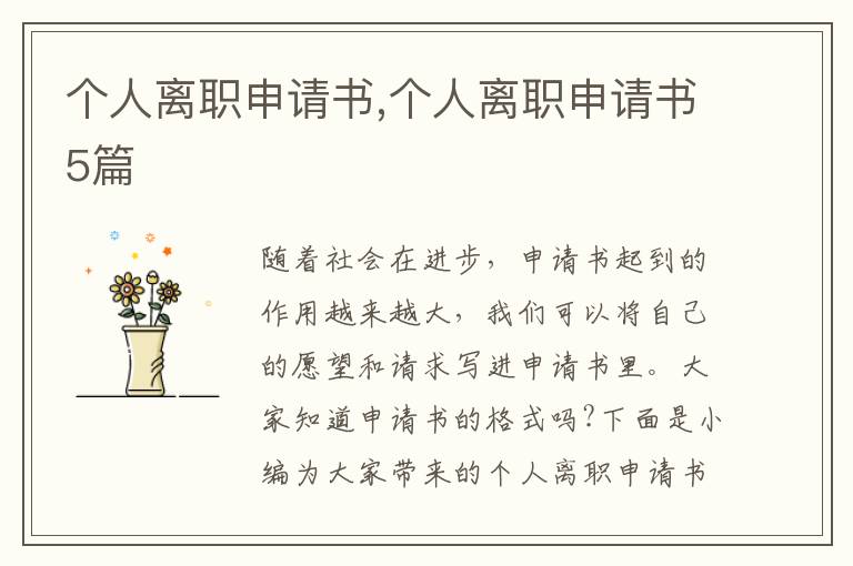 個人離職申請書,個人離職申請書5篇