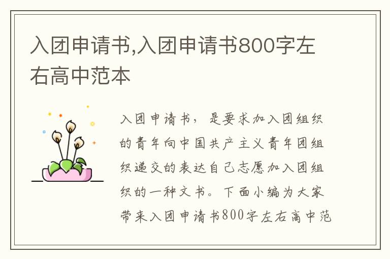 入團申請書,入團申請書800字左右高中范本