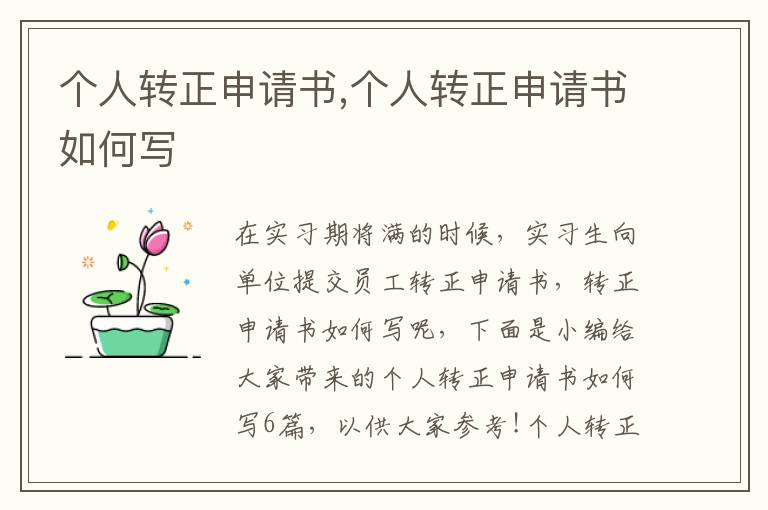 個人轉正申請書,個人轉正申請書如何寫