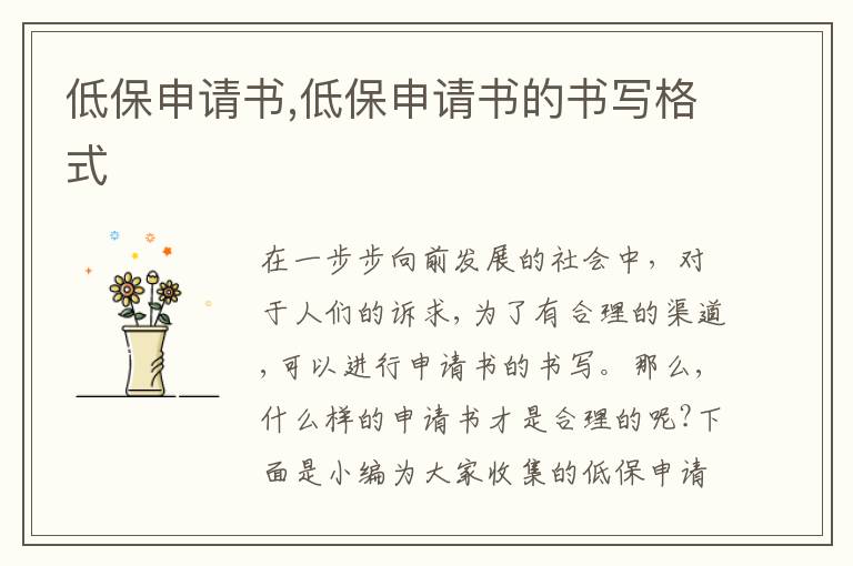 低保申請書,低保申請書的書寫格式