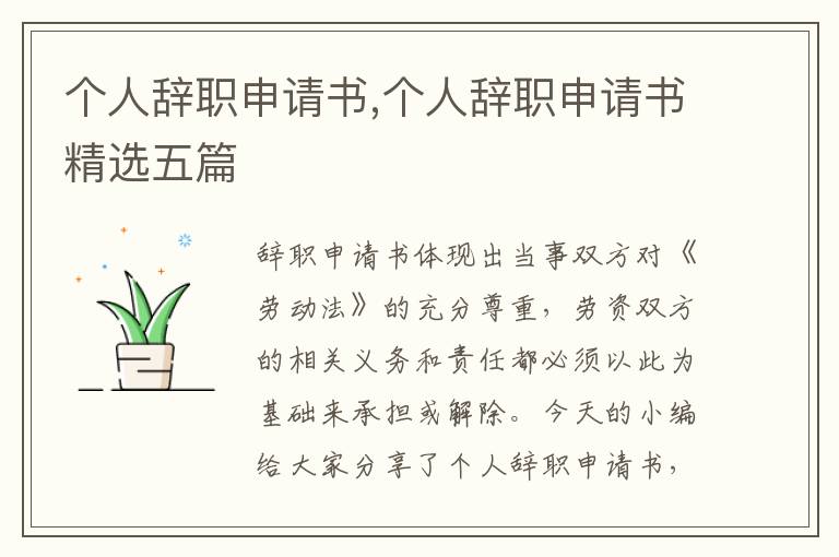 個人辭職申請書,個人辭職申請書精選五篇