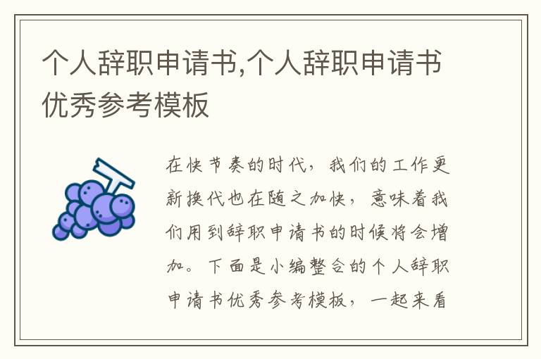 個(gè)人辭職申請(qǐng)書(shū),個(gè)人辭職申請(qǐng)書(shū)優(yōu)秀參考模板