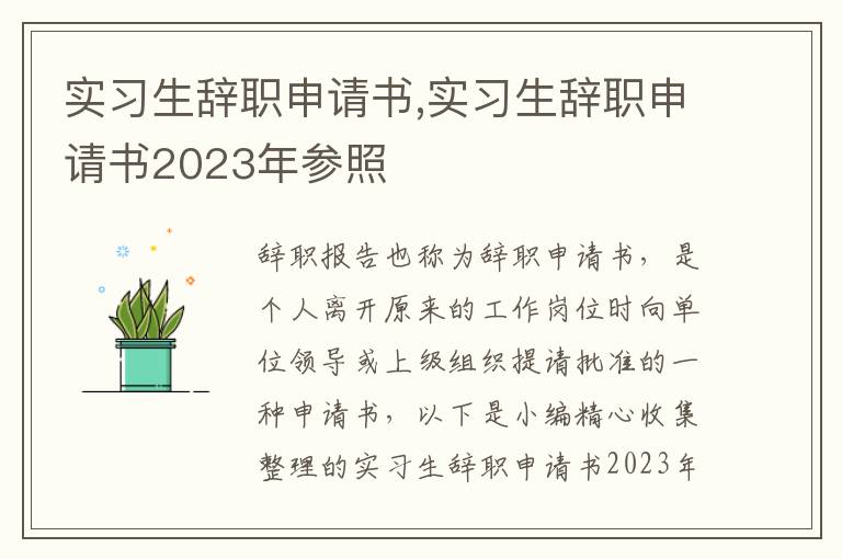 實(shí)習(xí)生辭職申請(qǐng)書,實(shí)習(xí)生辭職申請(qǐng)書2023年參照