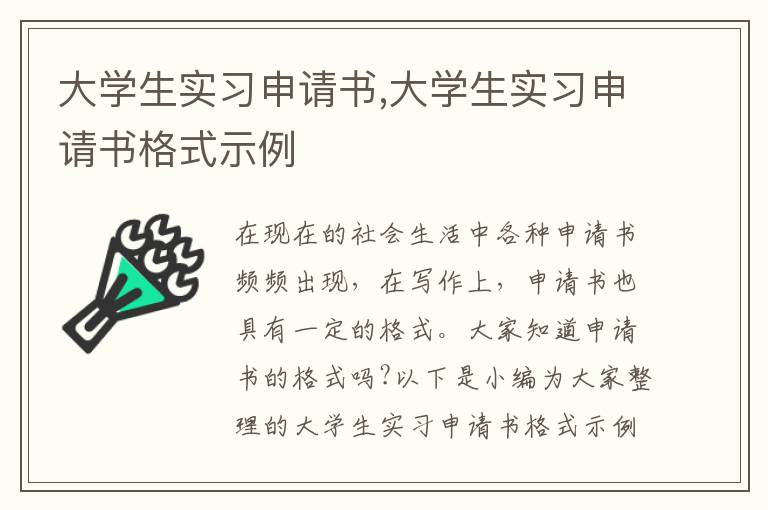 大學生實習申請書,大學生實習申請書格式示例