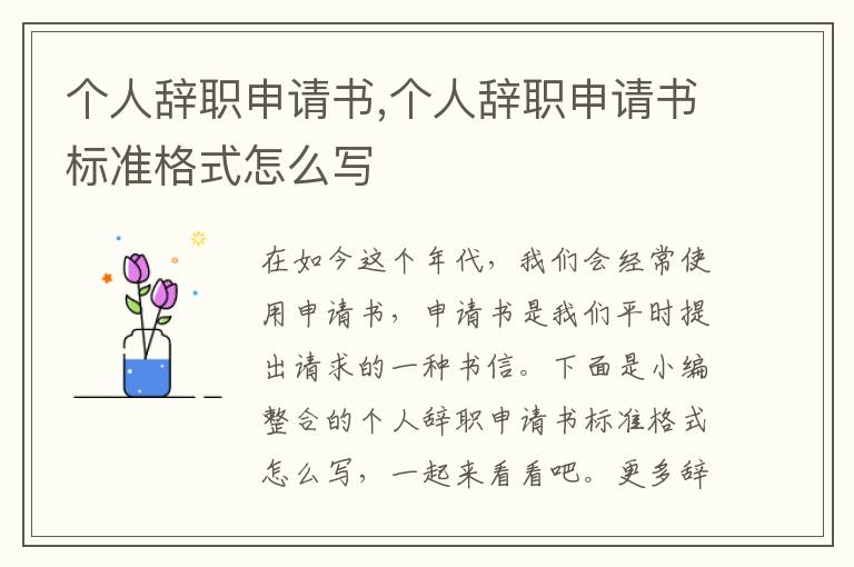 個人辭職申請書,個人辭職申請書標準格式怎么寫