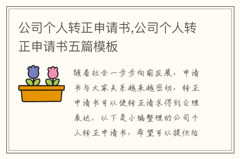 公司個人轉正申請書,公司個人轉正申請書五篇模板